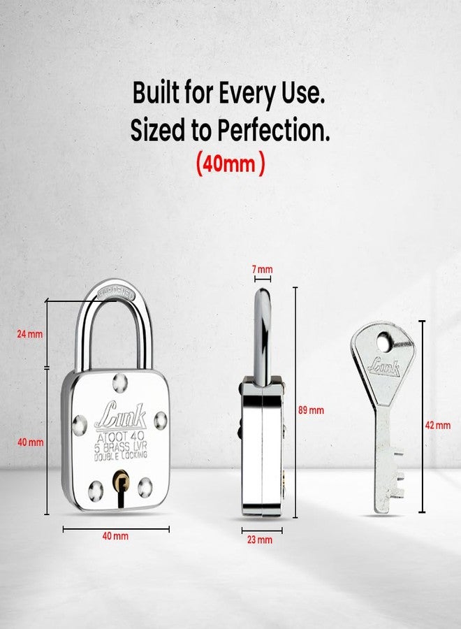 Link Atoot 40mm Padlocks 5Pcs Set | Double Locking | Steel Body | Hardened Shackle | 5 Brass Levers | Made in India | 3 Keys for Each Padlock - Image 4